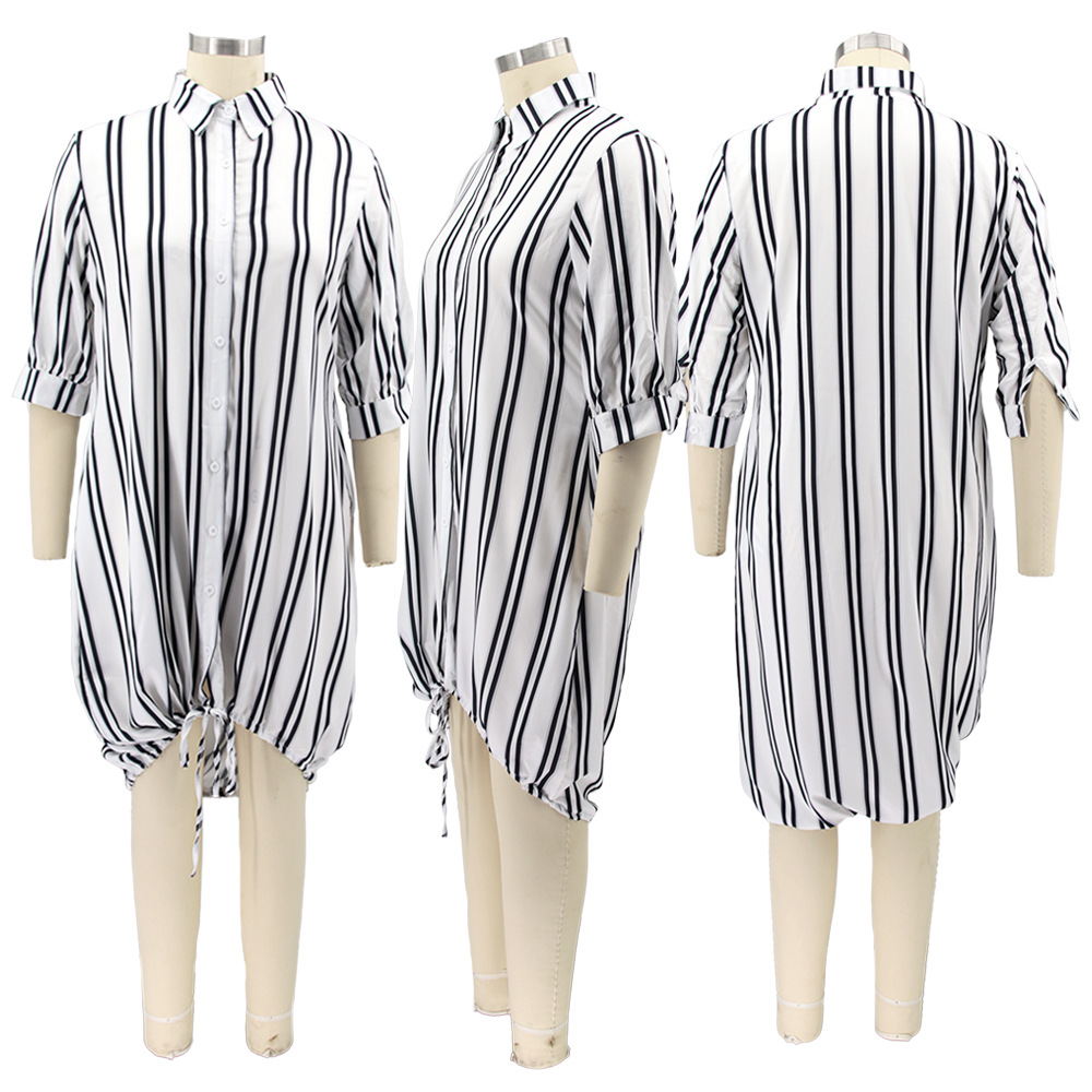 Striped Print Plus Size Dress Women Wholesale