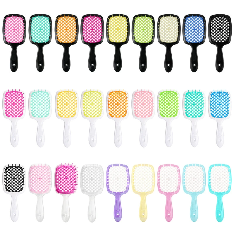 Scalp massaging paddle brush, lightweight detangling, volume‑adding