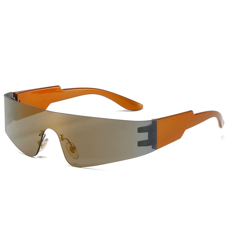 Monolithic Sunglasses Single-Lens, Geometric Punk Style, Solar-Reflective Lenses