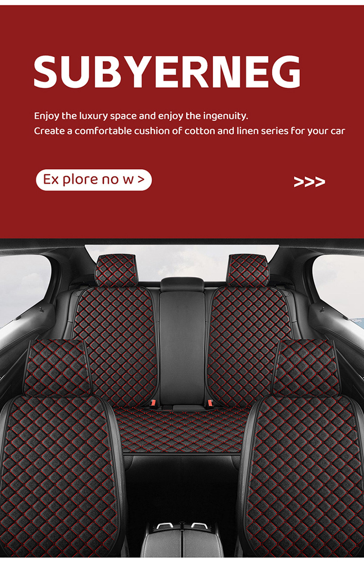 Cross-Border Popular Car Seat Cushion, Universal for All Seasons, Tie-Free Anti-Slip Three-Piece Set, Five-Seat Linen Seat Cushion, Drop Shipping