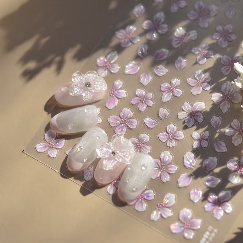 tomoni 立体ゼリースタイル ins ドリームスーパーフェアリーアイスクリスタルフラワーユリ桜の花びらネイルステッカー|undefined