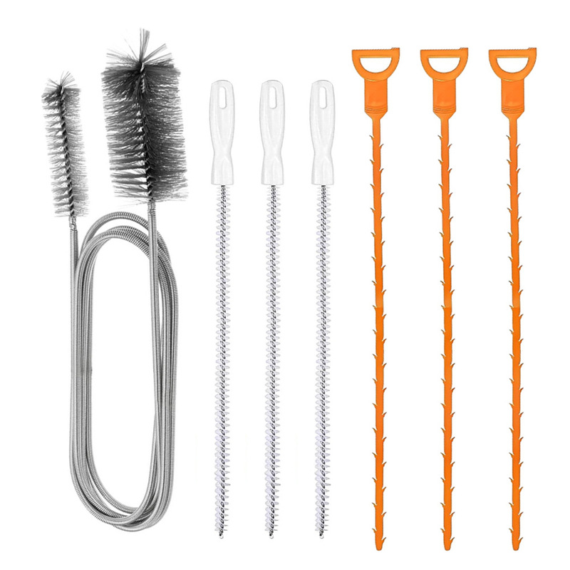 Cross-border Amazon 7-piece drain cleaning tool set, including cleaning brushes for sinks and curved brushes Cross-border Amazon 7-piece drain cleaning tool set, including cleaning brushes for sinks and curved brushes