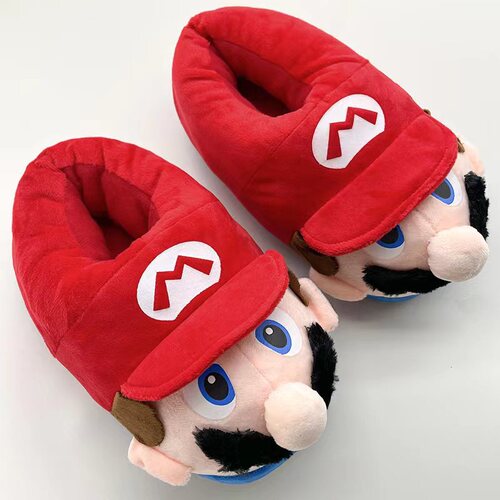 Cute cartoon new slippers Mario winter cotton shoes couple home creative bag with warm thick-soled cotton holder