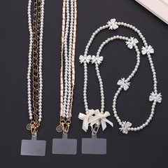 Cross-border Xiaoxiangfeng Pearl Mobile Phone Hanger Lanyard Internet Celebrity Leather Mobile Phone Chain Diagonal Cross Chain Mobile Phone Case Accessories Women