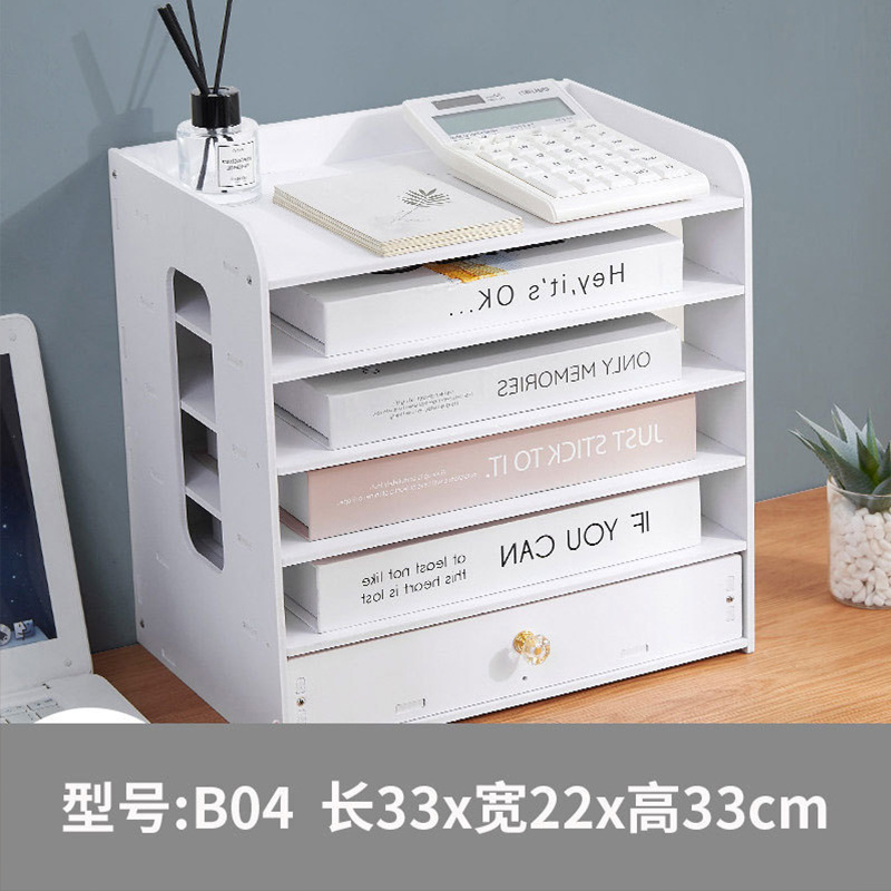 Caja de almacenamiento de archivos Estante de archivo multicapa de escritorio Portalápices Marco de archivo Estante de almacenamiento de acabado en capas de oficina de pie de libro