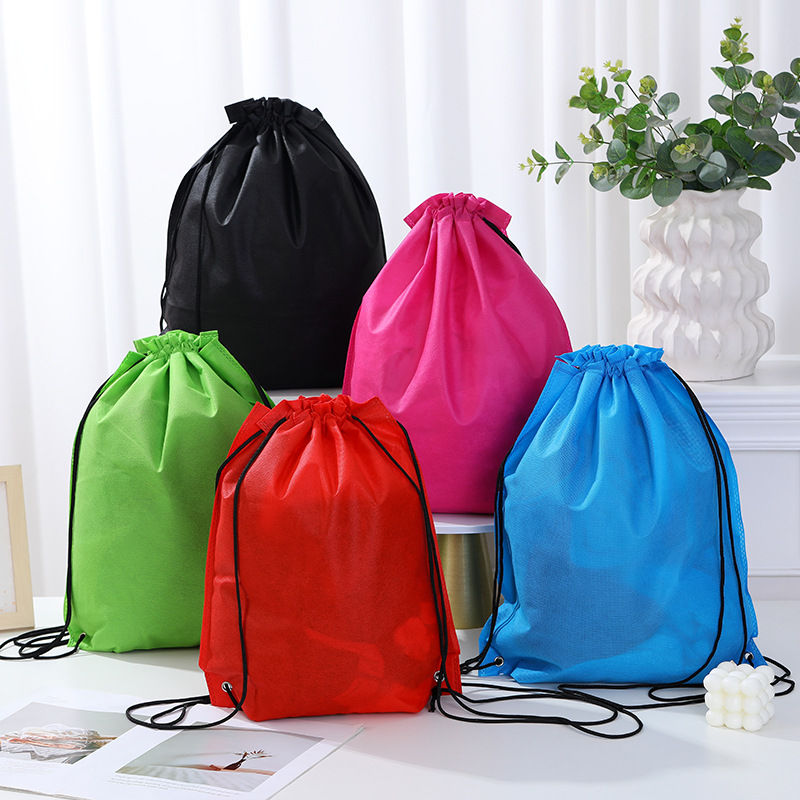 开学季学生无纺布袋批发运动防水束口袋涤纶抽绳肩背包培训班印字