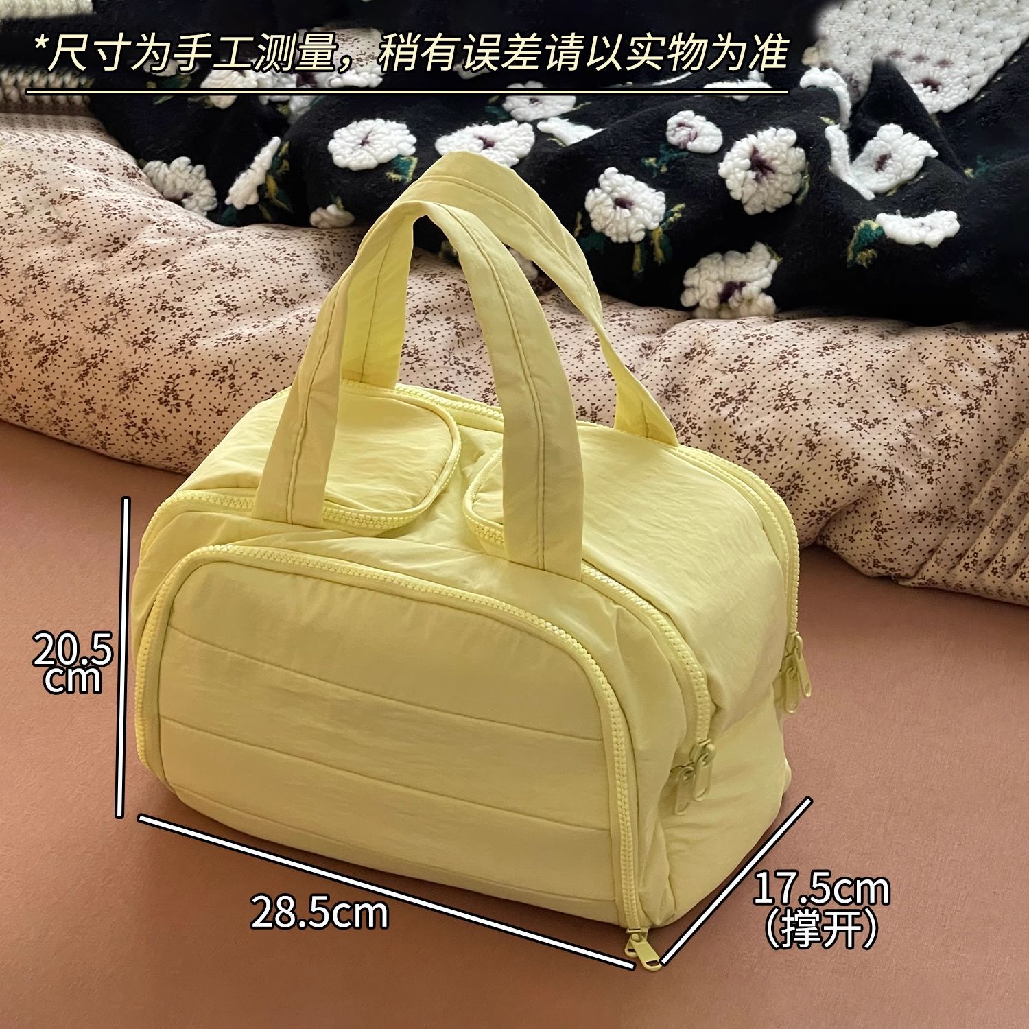 Bolso cosmético esponjoso de gran capacidad de doble ancho y cuatro abiertos 2025 nuevo viaje, lavado y viaje de negocios, almacenamiento de partición multifuncional