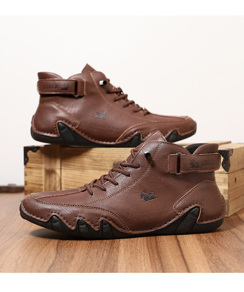 Bốt Martin nam cổ cao dáng ngắn, mũi tròn, đế bằng, phong cách thường ngày — C8008 màu kaki, C8008 màu xám, C8008 màu đen, F8008 Màu xanh lá cây chi tiết 36