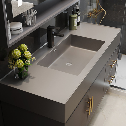 Simple modern rock integrated basin bathroom cabinet combination wash basin cabinet set bathroom face wash basin