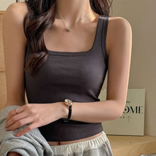 工字方领吊带背心女春夏季时尚修身打底内搭性感辣妹遮副乳小上衣