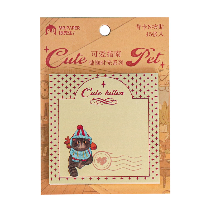 Mr. Paper tarjeta trasera n pegatinas de tiempo perezoso original ins estudiantes notas adhesivas notas adhesivas notas de oficina notas adhesivas