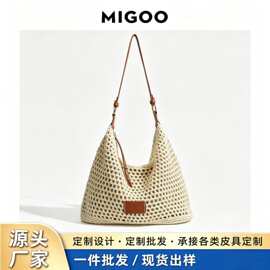 2026新款夏季海边度假旅游托特包沙滩包单肩腋下包编织镂空包女