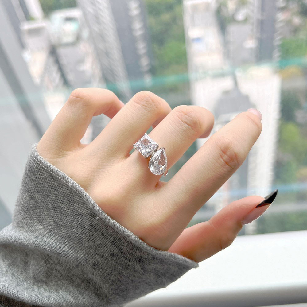 Fashion Geometric Sterling Silver Plating Zircon Rings 1 Piece