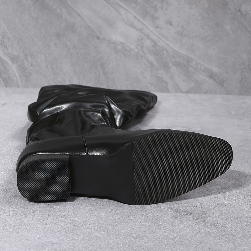 Lågklackade spetsiga plus size riddarkängor för kvinnor_voghion.com