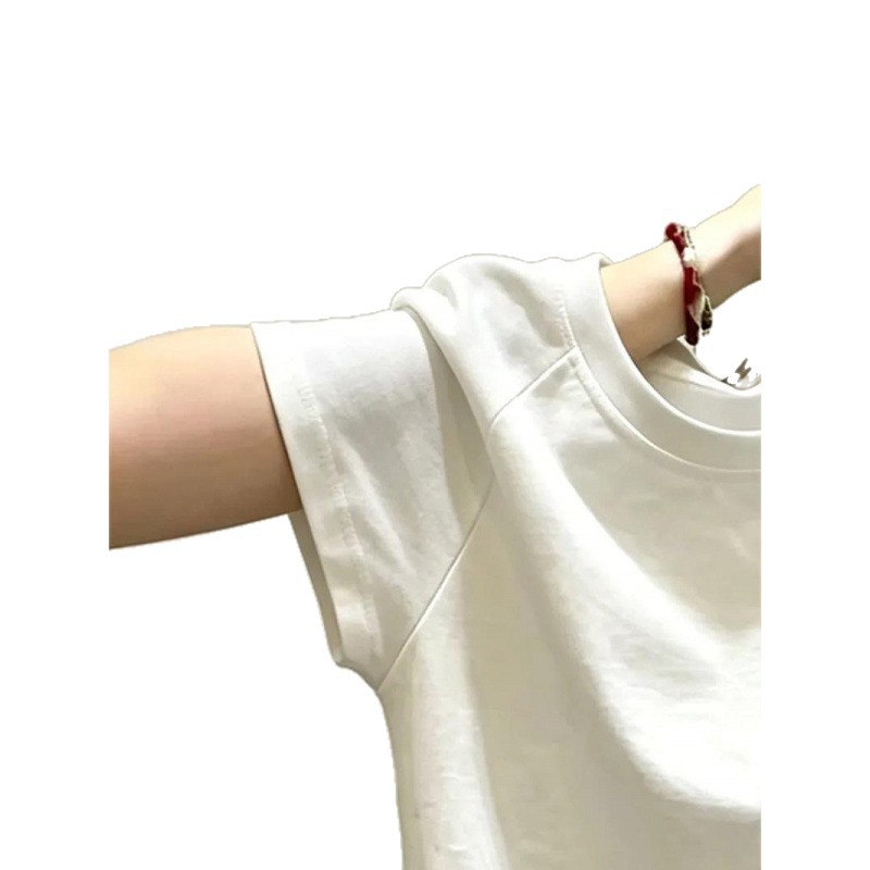여름 디자인 감각 소크라운 블라우스 티셔츠 유니크 단추 트임 살구색 반팔 티셔츠녀