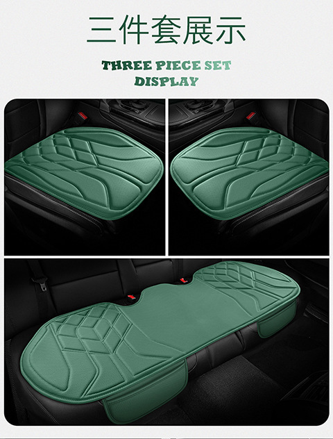 Seat cushion, seat cover — Qìchē Four Seasons - 3-piece-set-olive-green-split-headrest
