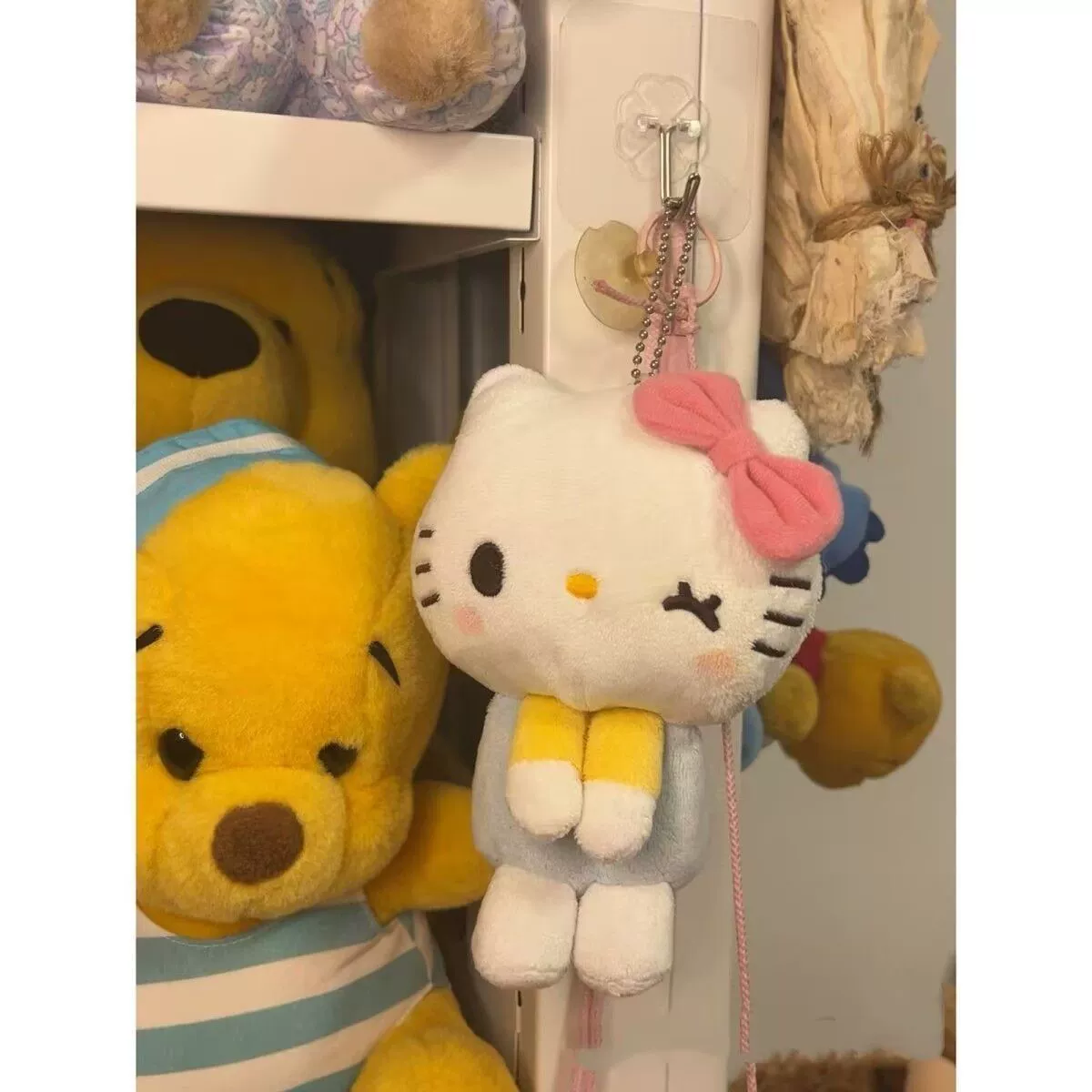 Плюшевый кулон (Hello Kitty) брелок для сумки, цепочка из бусин, может мигать или молчать, 35 г