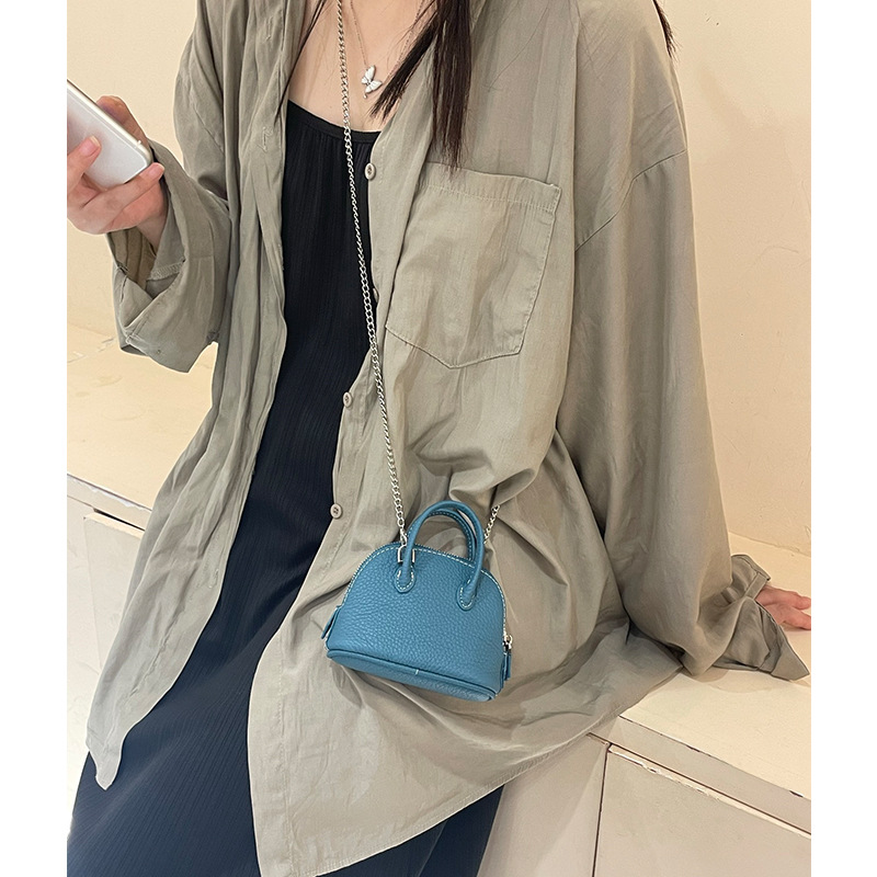 Women's Shell Bag 2025 New Style, Top Layer Cowhide, Mini Chain Lipstick Bag, Fashionable Coin Purse, High-End Crossbody Bag