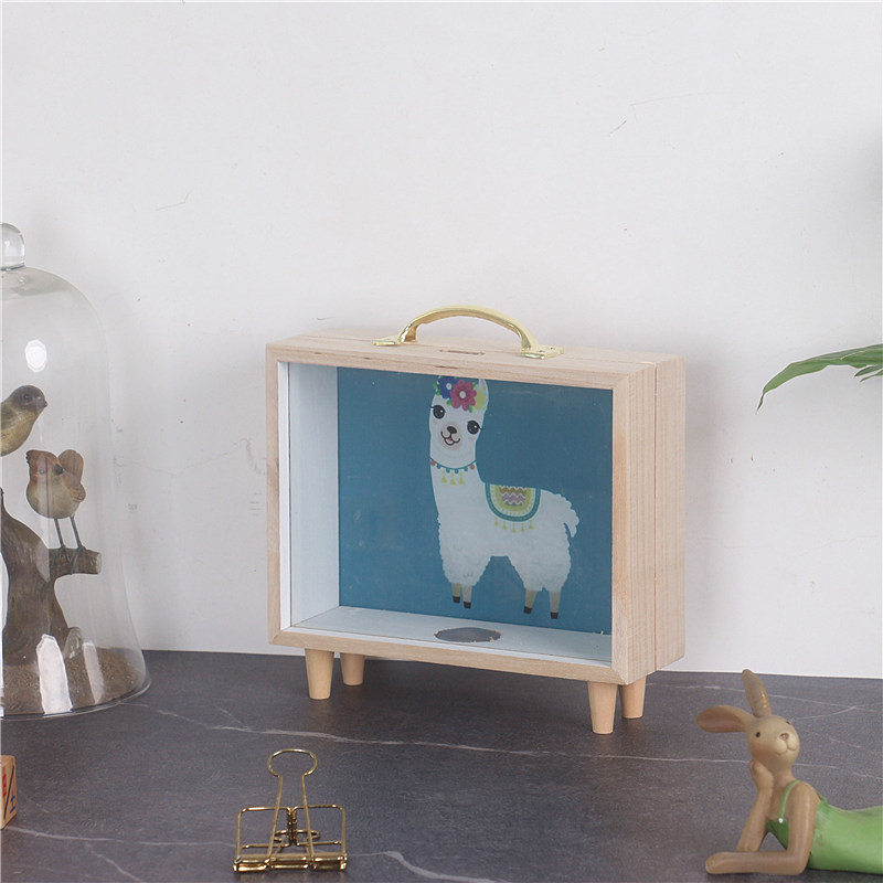 Nórdico ins creativo hogar de madera alcancía dormitorio escritorio decoración foto apoyos sundries caja almacenamiento