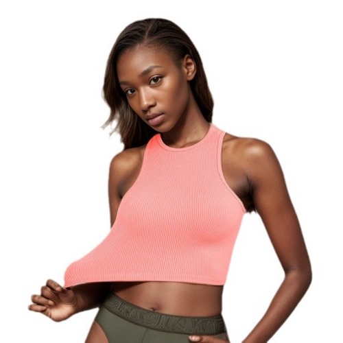 Striped solid color women's outerwear new sleeveless yoga top summer quick-drying fitness top