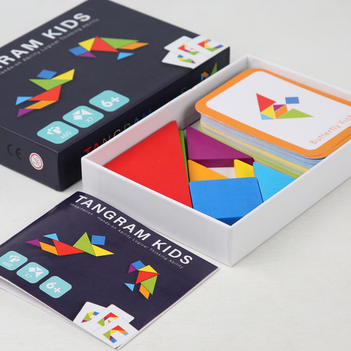 Fun Tangram Puzzle Set, Wooden Educational Toy for Young Children, Brain Development and Intelligence Training Early Learning Toy