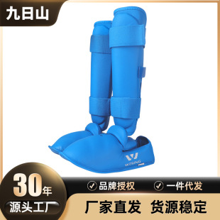 Jiurishan Karate Conjoined Leg Guard Muay Thai Boxing Sanda Training Shin Guard Instep WKF Instep Guard