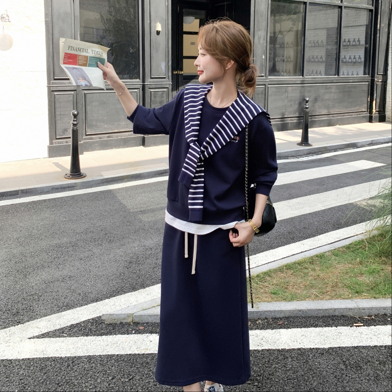 实拍慵懒风假两件卫衣半身裙套装女2025秋季新款氛围感休闲两件套|undefined