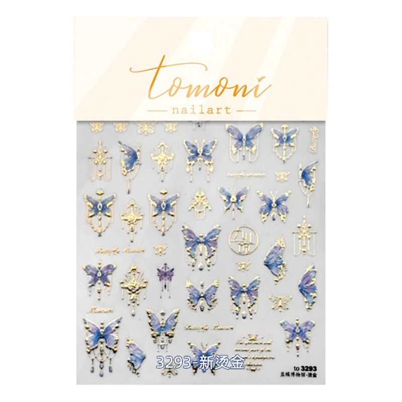 Pegatinas de uñas doradas populares pegatinas de uñas lindas japonesas alivio de fábrica mariposa tridimensional Shell luz Rosa mariposa al por mayor