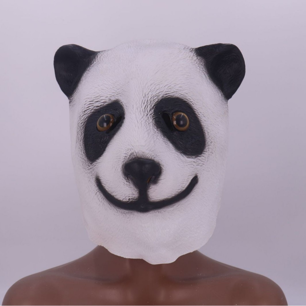 Halloween divertido panda gigante látex animal casco mascarada linda máscara en vivo accesorios de juego de fiesta