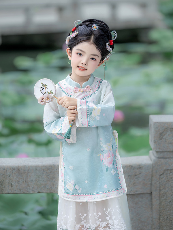 明制儿童新中式国风汉服女童旗袍裙套装甜美时尚可爱唐装一件代发|undefined