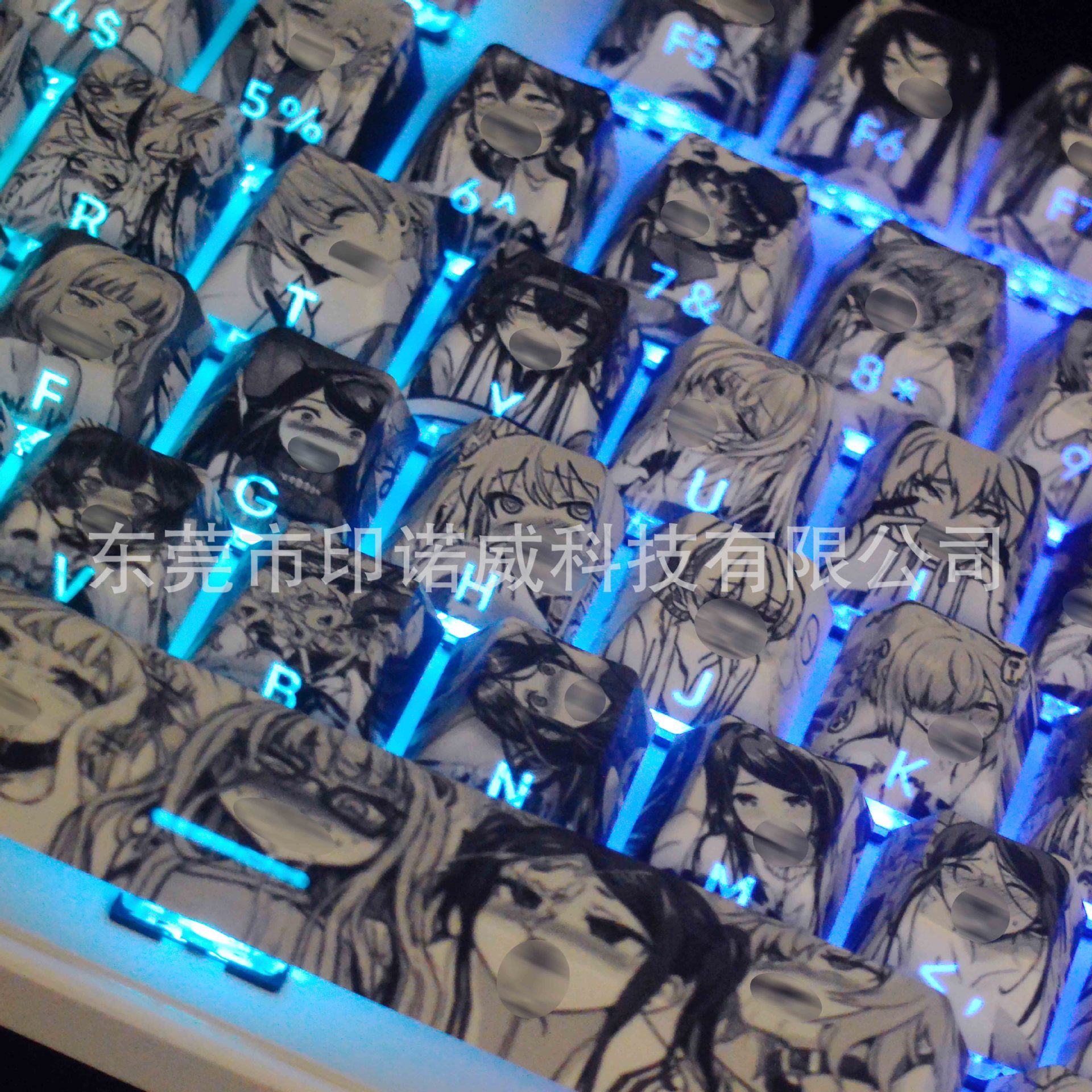Qiulili black and white two-dimensional style PBT sublimation keycap original 135-key small complete set adapted to mechanical keyboard