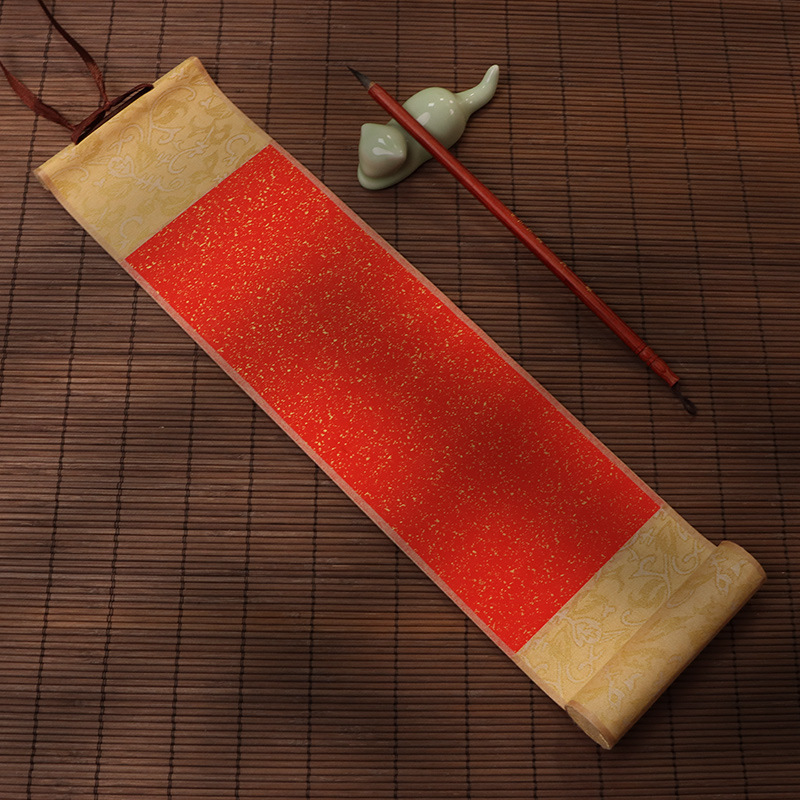 Wax dyeing painting shaft mini small scroll retro blank hanging shaft calligraphy 6