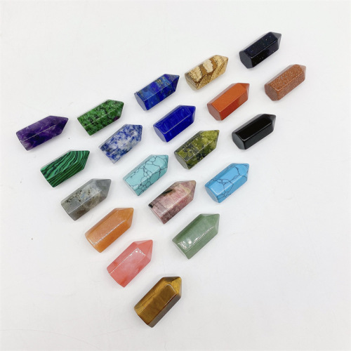 Natural crystal agate jade single-pointed hexagonal column small pillar tiger eye stone green Dongling bullet head DIY accessories