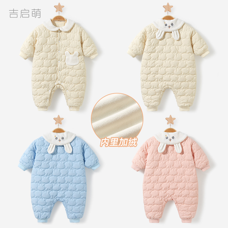 Mono de bebé Otoño e Invierno recién nacido cálido ropa engrosada forrada de lana para hombres y mujeres traje de mameluco ropa de invierno para bebés