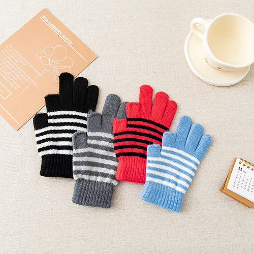 Touchscreen Glove for Men and Women, Winter Warmth, Fleece Lined, Thick Knit Wool, Writing, Student, Reveals Two Fingers, Riding, Driving