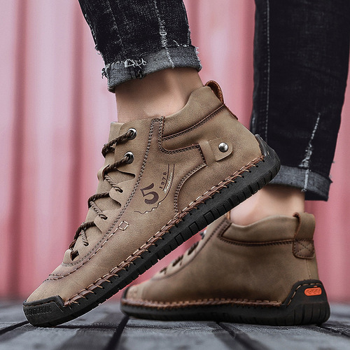 Men's trendy Martin boots, large size, fashionable high-top shoes, men's casual shoes, men's leather boots