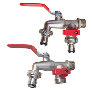Cross-Border Supply of 4-Point Zinc Alloy Garden Faucet, One in and Two Out Multi-Purpose Faucet, Washing Machine Faucet