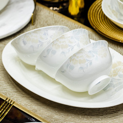 ハイエンドの骨磁器の茶碗の皿の箸景徳鎮の陶磁器の食器の皿のセットの家庭用の贈り物の卸売りは自由に選びます。