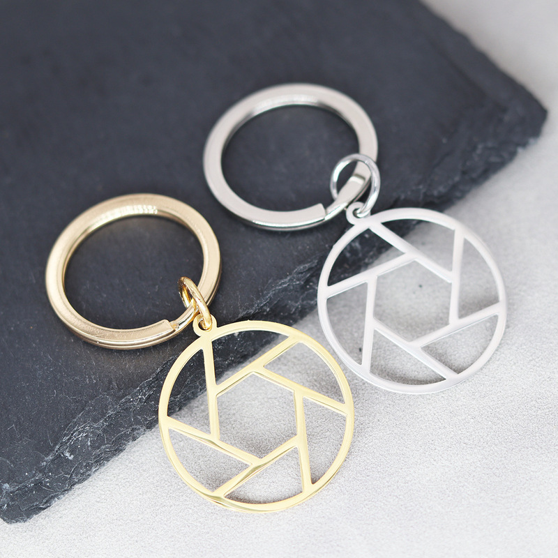 1Pcs Stainless Steel Camera Iris Diaphragm Pendant European and American Popular Keychain