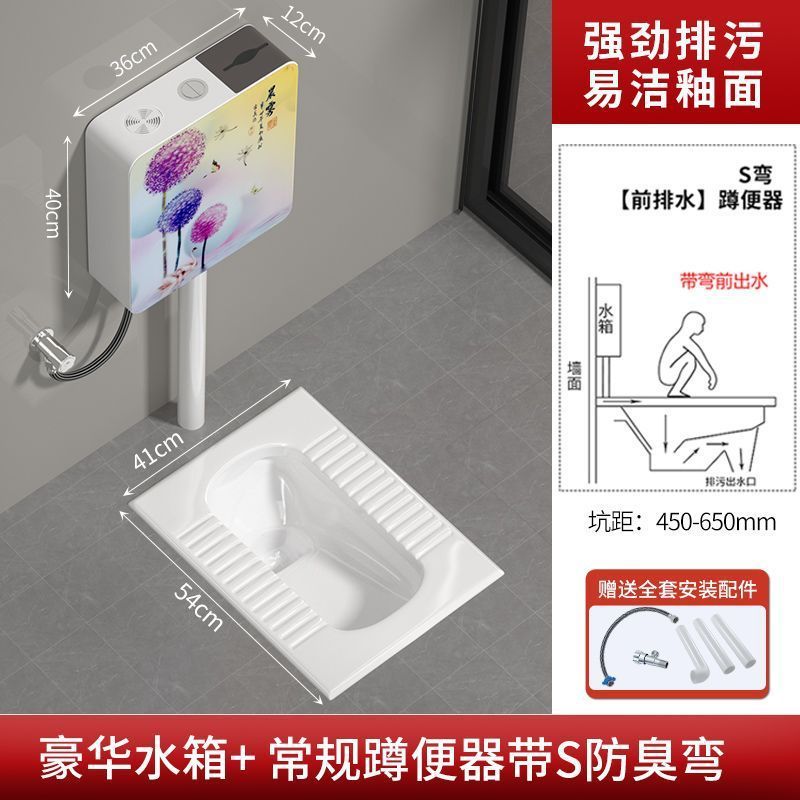 品牌蹲便器水箱卫生间后排蹲坑便池大便器蹲便器大号特大号家用无|undefined