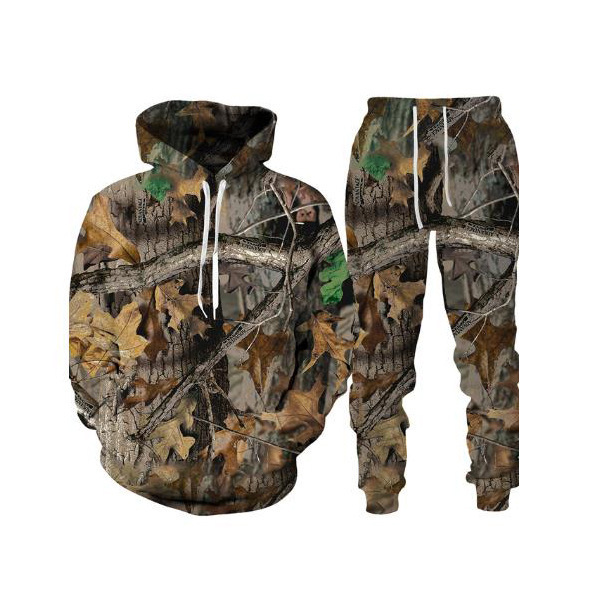 Pantaloni con cappuccio da uomo da campeggio da pesca stampati in 3D, set casual_voghion.com