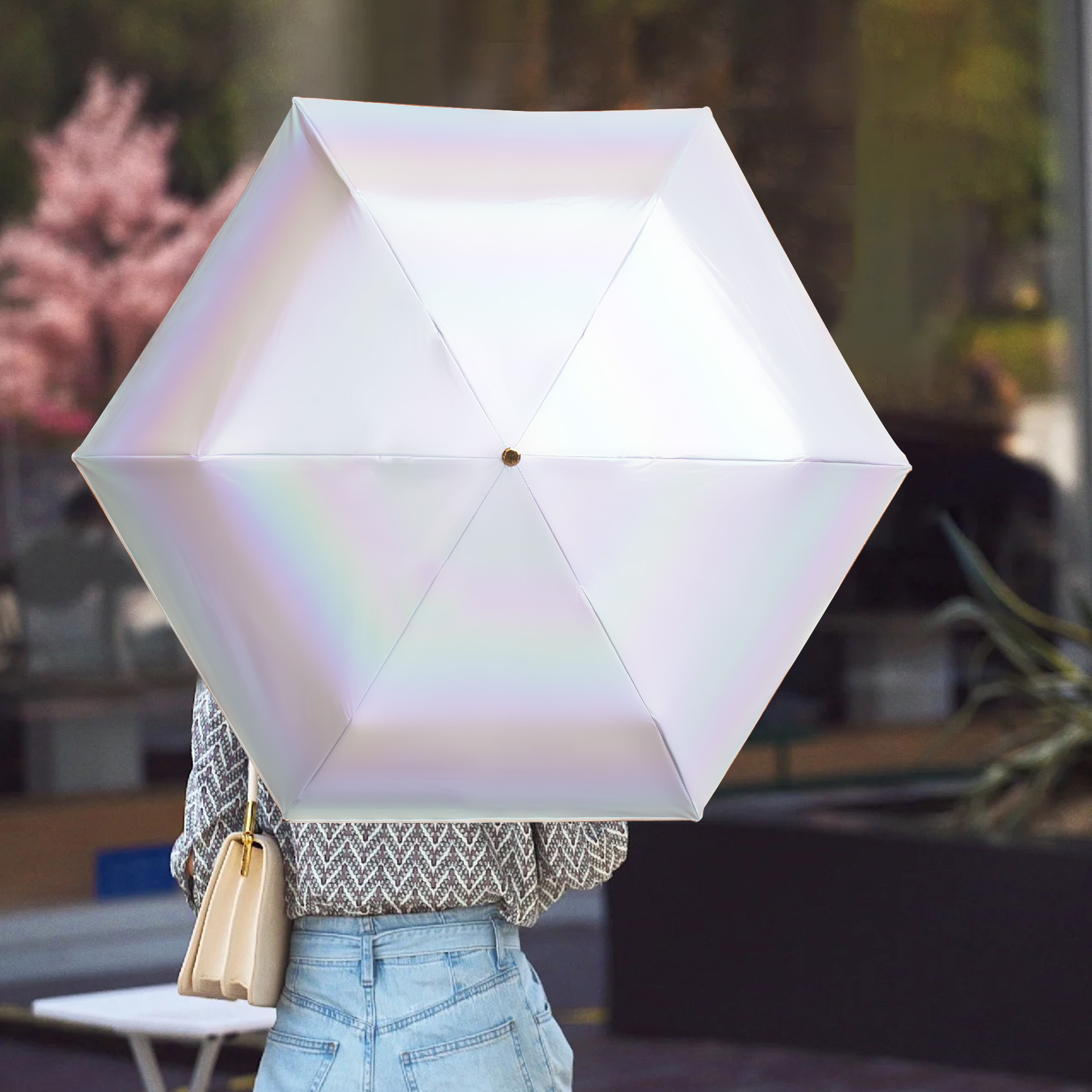 Manual umbrella ultra-light and thin six bones four folds small…