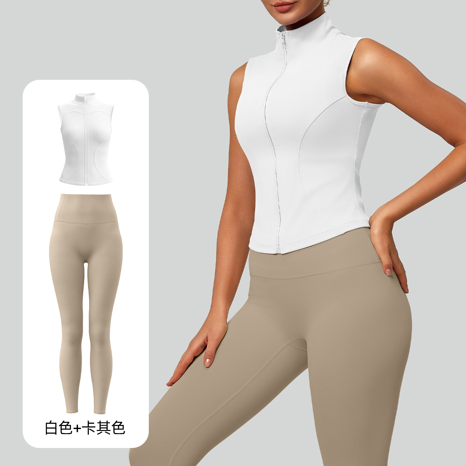 Juyitang nuevo traje ajustado sin mangas con cuello alto, delgado, transpirable y delgado, traje de yoga para correr y fitness image 7