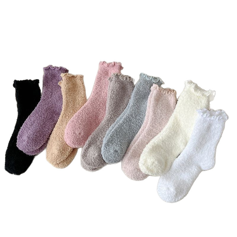 Calcetines Gruesos de Piso para Mujer de Poliéster Térmicos y Antiolor para Casa en Invierno