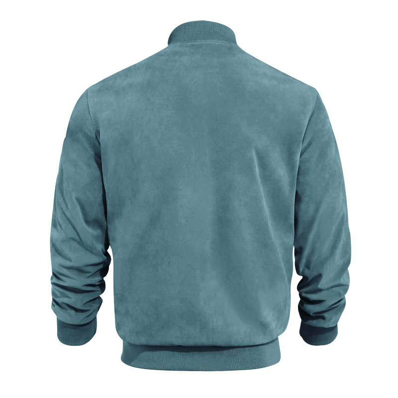 Herbst wildleder einfarbig reißverschluss lässig langarm strickjacke jacke männer_voghion.com