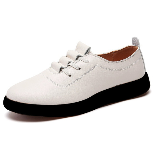 Women's Shoes  Spring New Beanie Shoes Women's PU Leather White Shoes Soft Sole Single Shoes Mom's Shoes Casual Leather Shoes