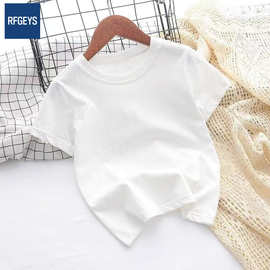 春夏季爆款儿童短袖t恤纯色男女童打底衫白色衣服童装上衣背心潮