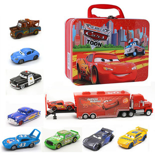 Racing Cars Alloy Toy Car Model Lightning Mcqueen Board King Iron Box Combination Set