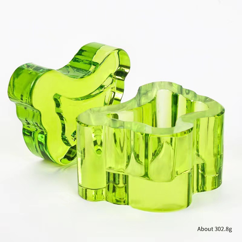 Nuevo estilo transfronterizo de alta calidad nail art bowknot taza de cristal cuadrada taza de lavado de lápices taza de cristal líquido