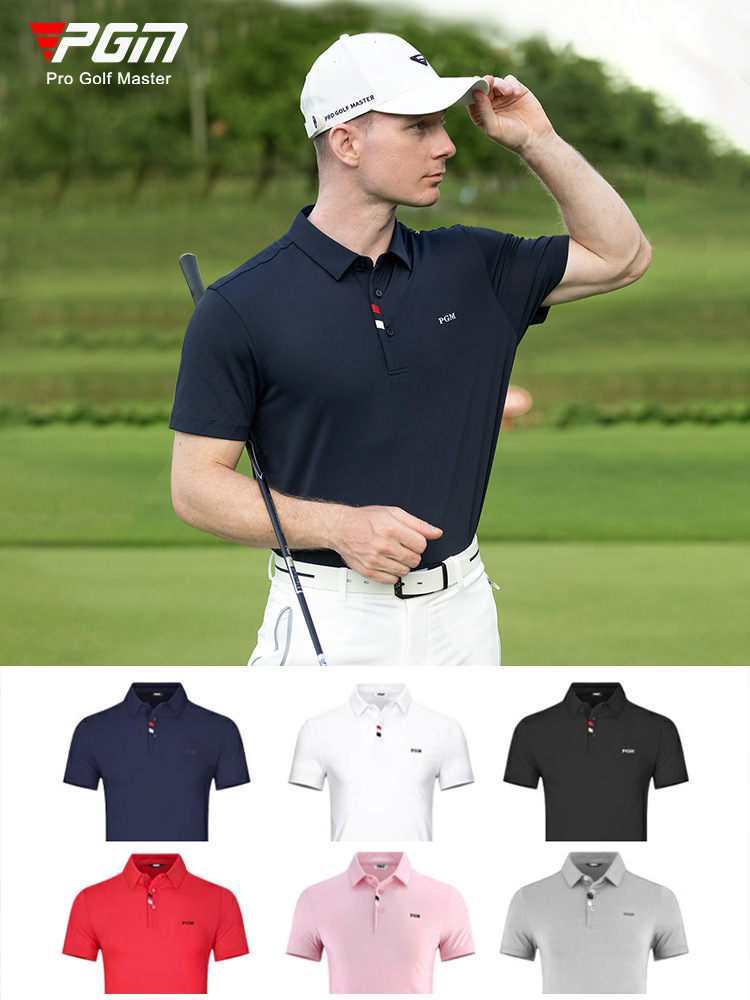 Áo thun golf nam ngắn tay vải polyester co giãn nhanh khô — Thanh lý-dải màu đen, Áo tay ngắn màu cam thông quan, Thanh lý-màu xanh kim cương in tay ngắn, YF441-màu đỏ
